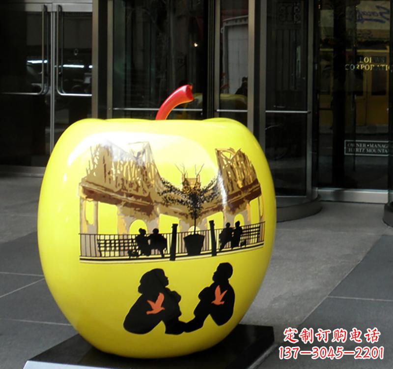 济南不锈钢公园景观苹果雕塑