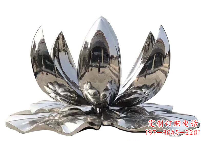 济南不锈钢公园镜面莲花雕塑光彩夺目