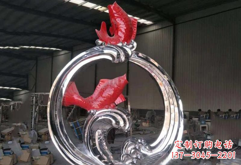 济南不锈钢跃龙门雕塑——浪漫传奇的见证