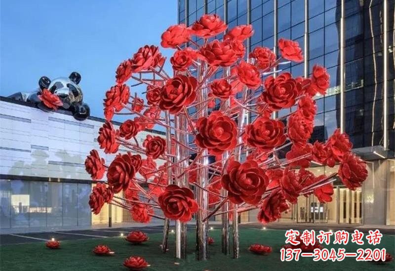 济南不锈钢公园玫瑰花树雕塑