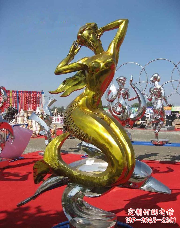 济南不锈钢美人鱼雕塑——美丽的象征