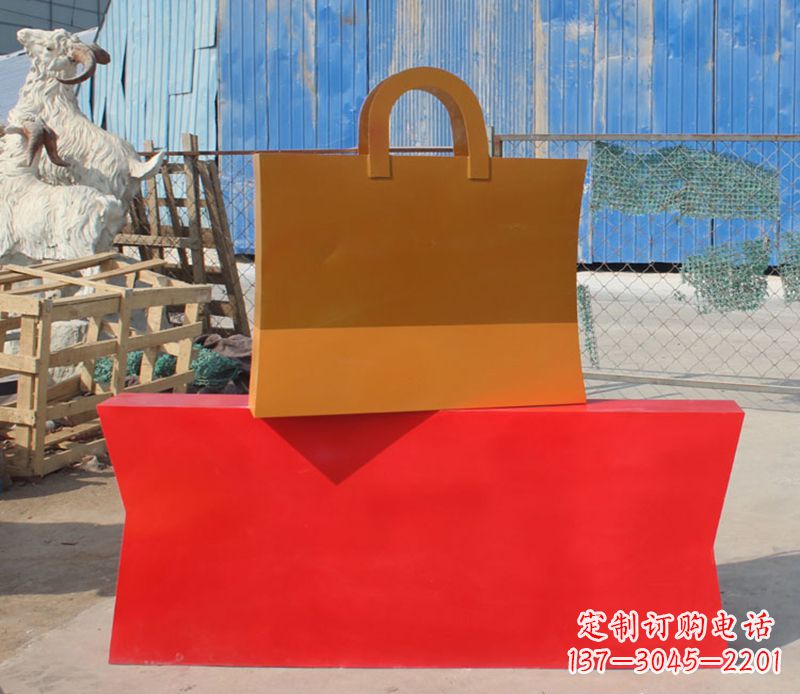 济南精美不锈钢购物袋雕塑