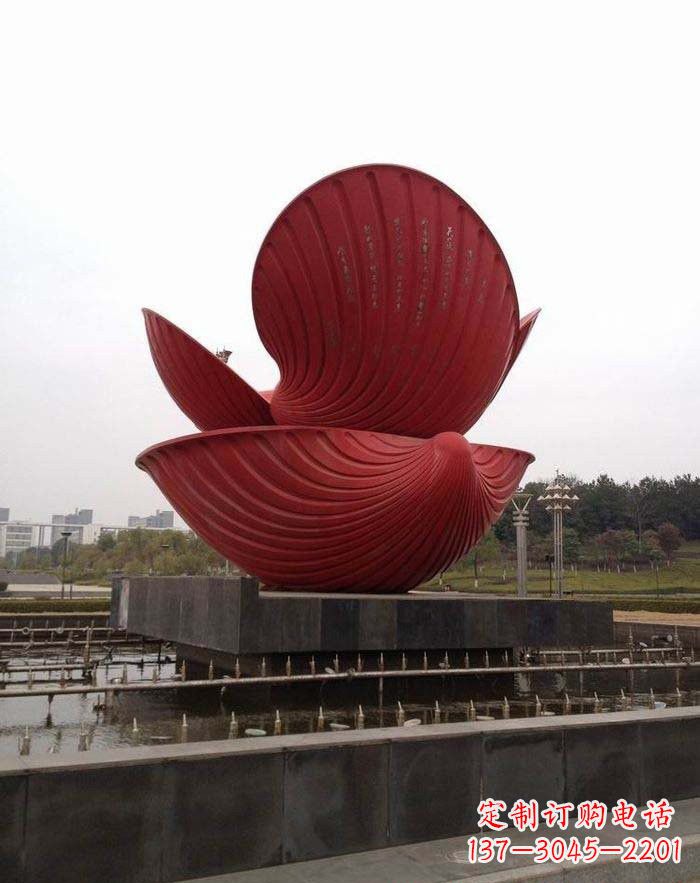济南不锈钢贝壳喷泉雕塑——海洋之美无限