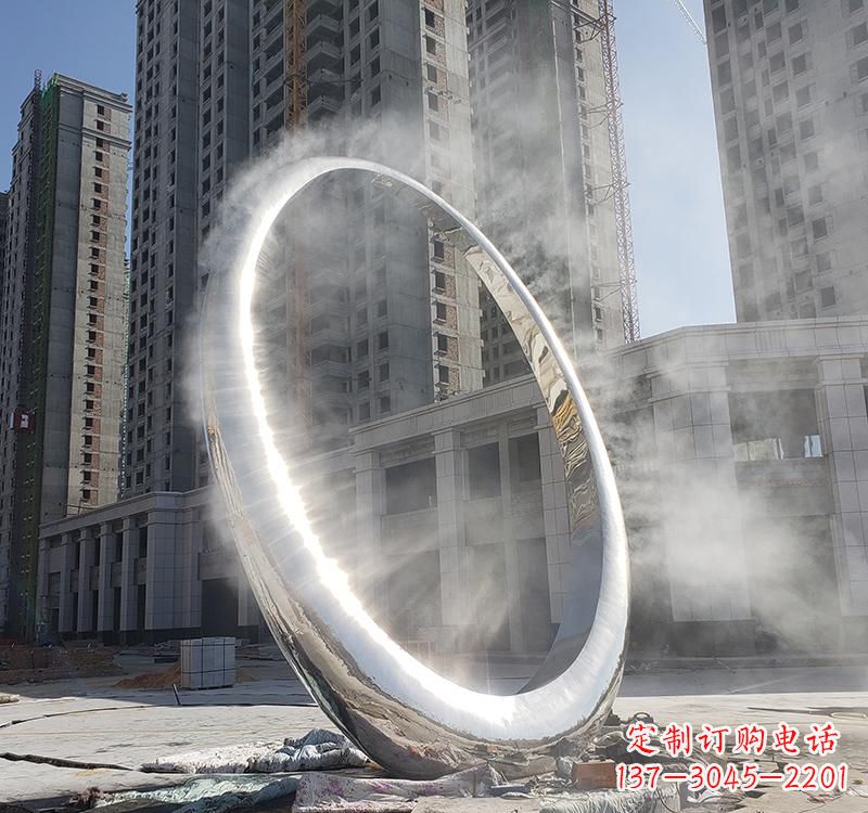 济南不锈钢广场大型圆环雕塑