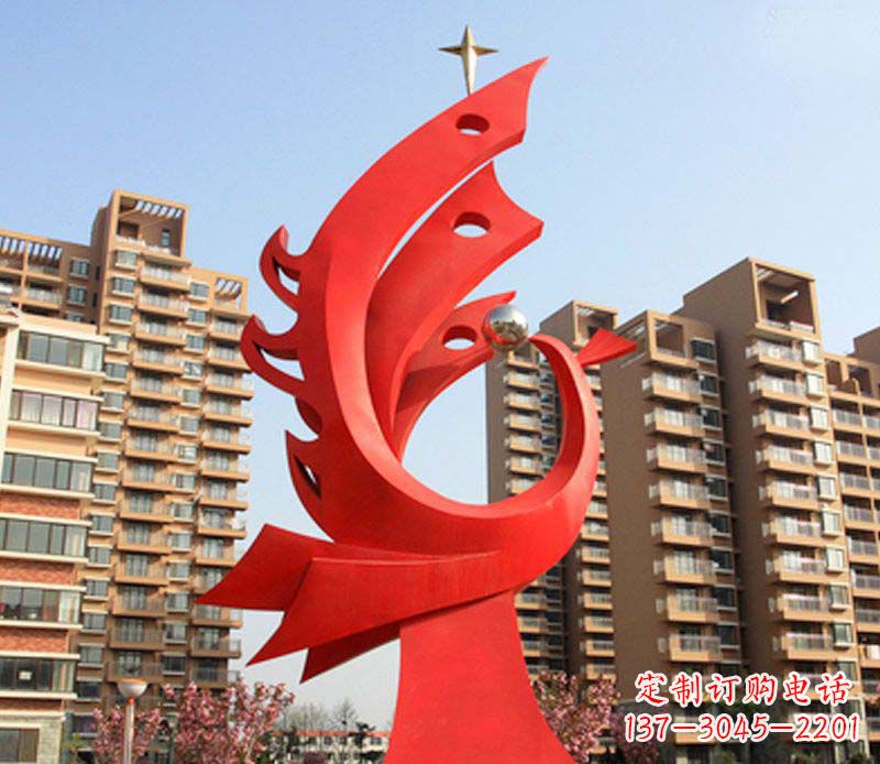济南凤凰雕塑不锈钢广场的精美景观
