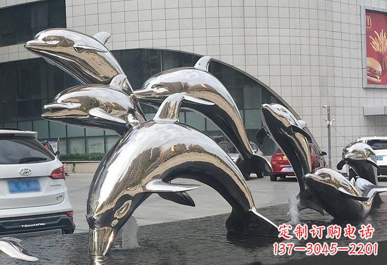 济南不锈钢海豚雕塑——精美绝伦