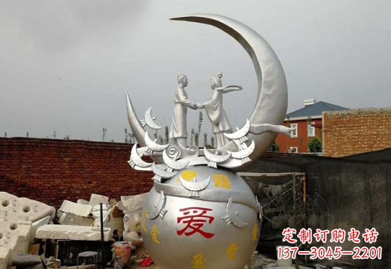 济南不锈钢广场牛郎织女雕塑