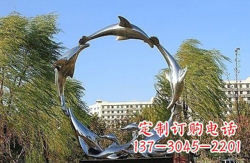 济南不锈钢海豚雕塑美的化身
