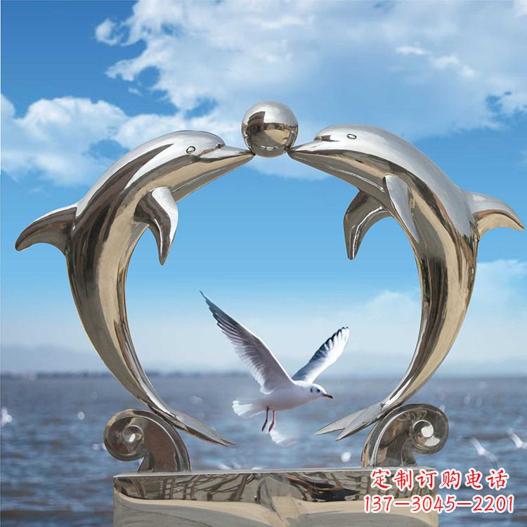 济南不锈钢海豚雕塑精美的海洋之美