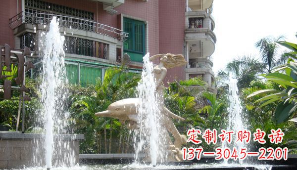 济南不锈钢海豚喷泉雕塑精美的海洋艺术