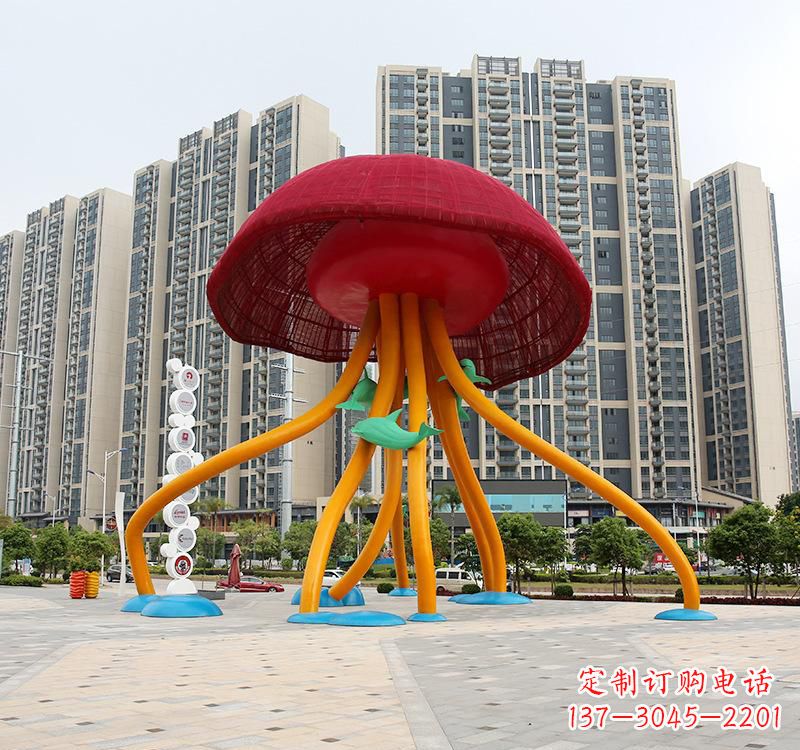 济南不锈钢海洋水母动物雕塑精美绝伦