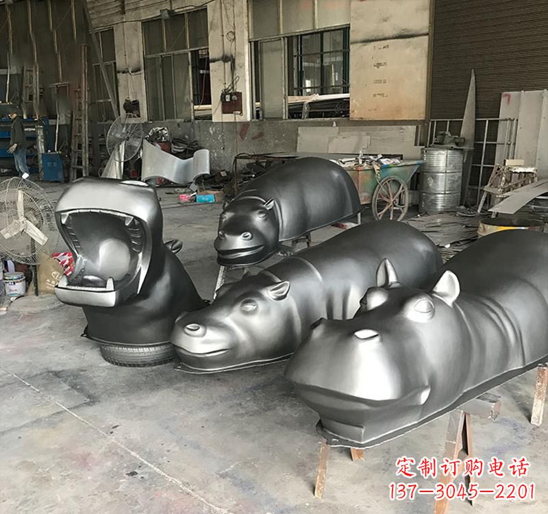 济南不锈钢河马雕塑22