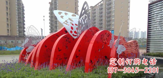 济南不锈钢蝴蝶小区景观雕塑美丽的蝴蝶展翅