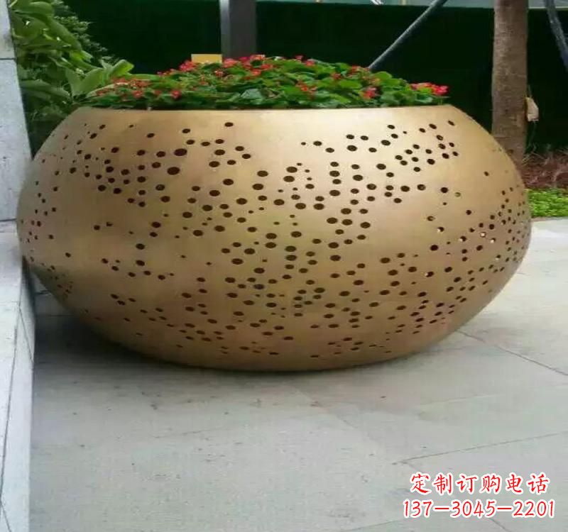 济南不锈钢户外花盆雕塑美观耐用的室外装饰