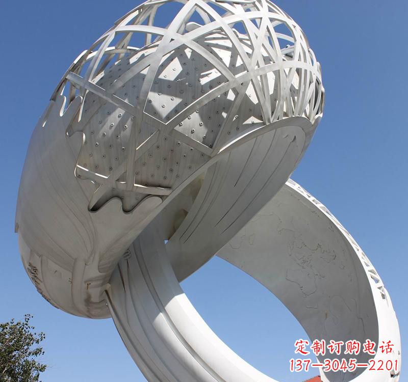 济南不锈钢户外婚庆戒指雕塑婚礼永恒的记忆