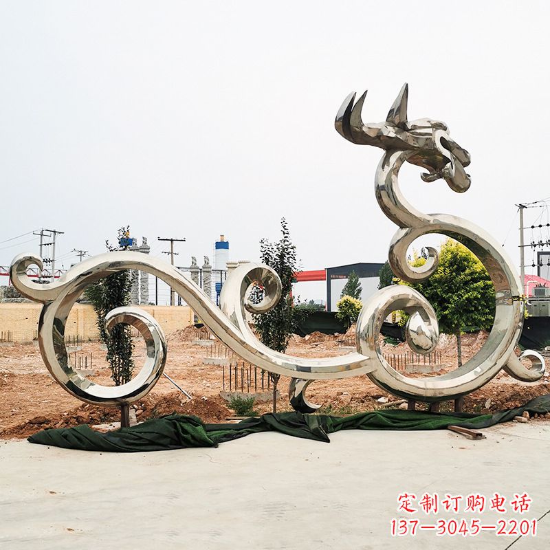 济南不锈钢花边龙形雕塑传承中华文化精髓