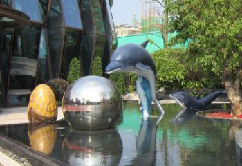 济南不锈钢海豚景观雕塑创造精美绝伦的企业公园