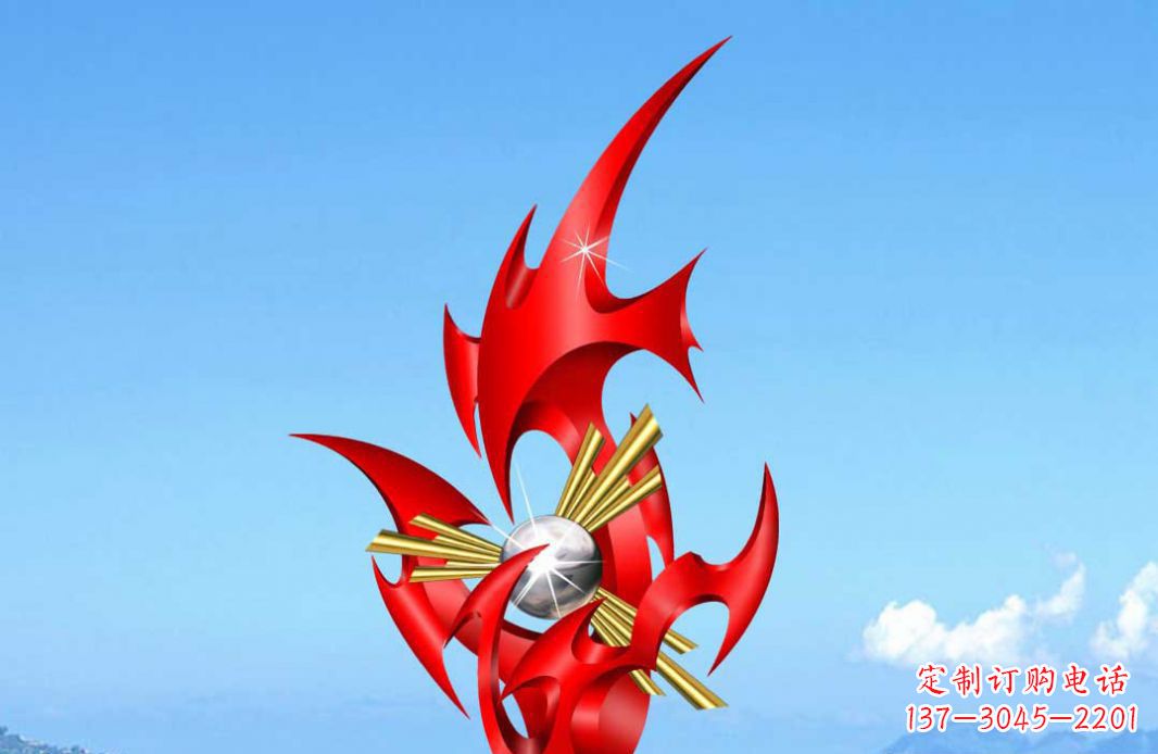 济南不锈钢火苗抽象景观雕塑给城市添彩