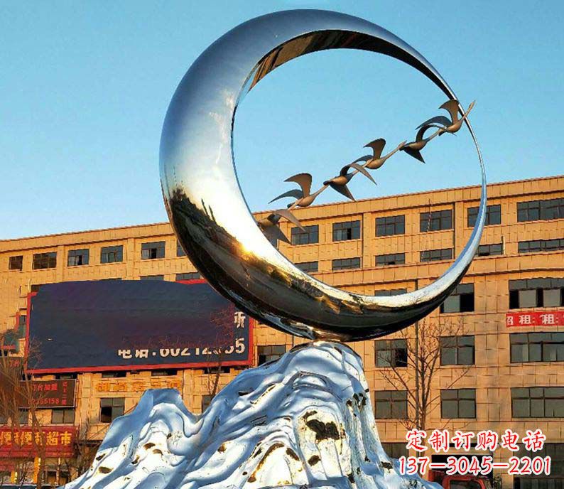 济南不锈钢假山大雁雕塑