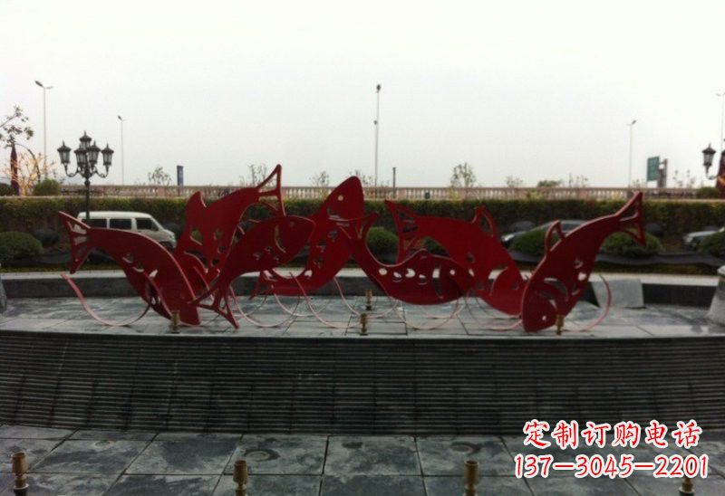 济南不锈钢剪纸鲤鱼雕塑精巧美观