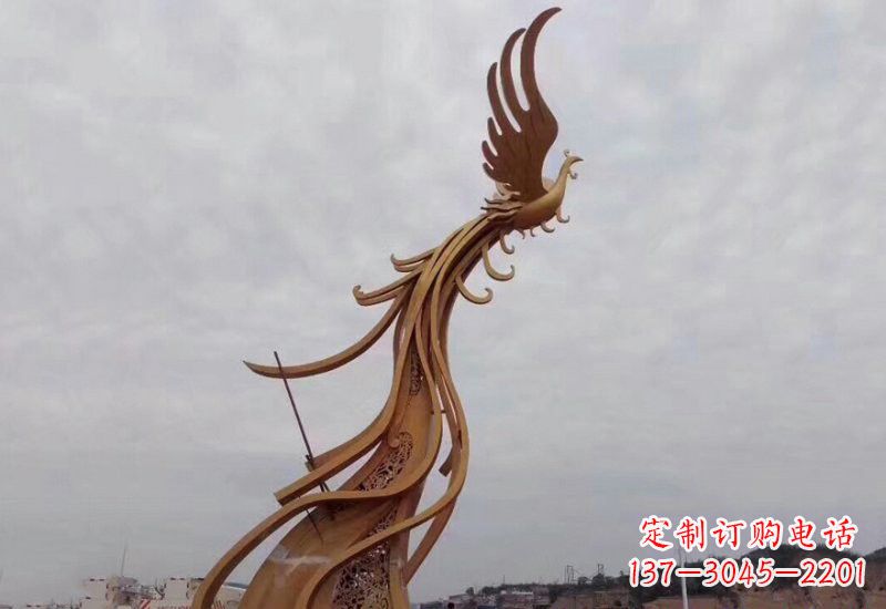 济南不锈钢凤凰雕塑精致美观