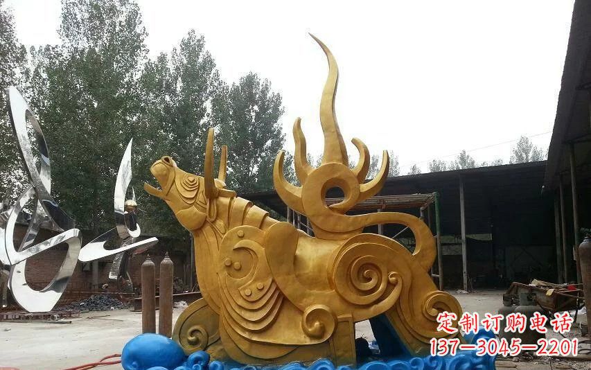 济南不锈钢金牛卧波雕塑——传承文化的艺术瑰宝