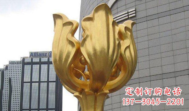 济南不锈钢紫荆花雕塑传承中国文化