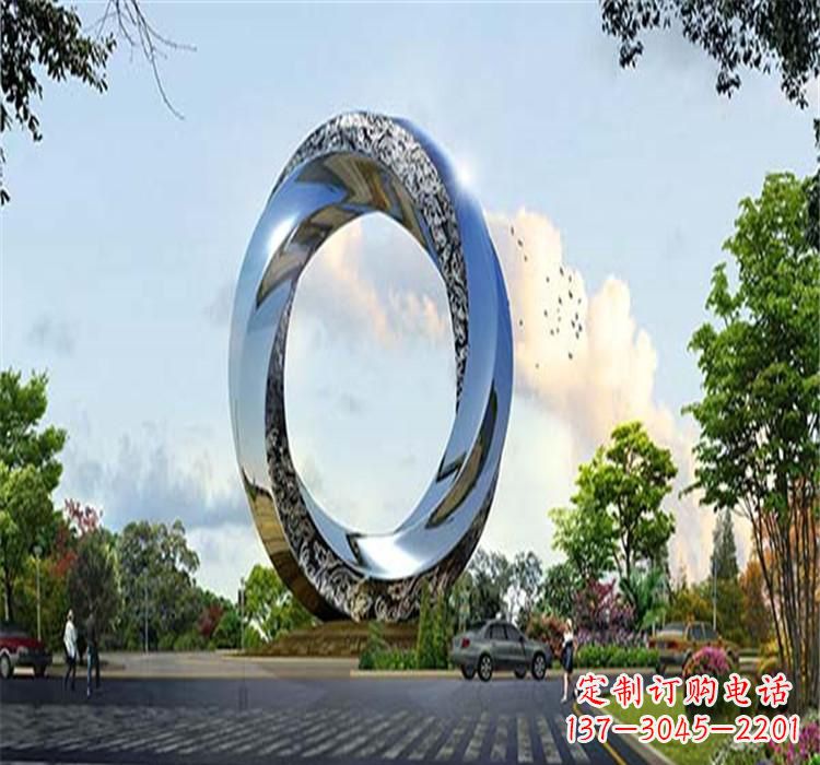 济南不锈钢圆环雕塑美丽的空间装饰