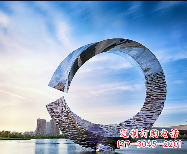 济南不锈钢景观圆环雕塑1