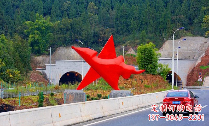 济南不锈钢景区抽象五角星雕塑