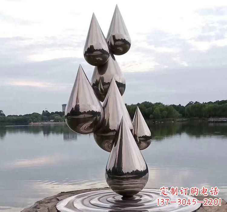 济南不锈钢水滴雕塑现代艺术的精美作品