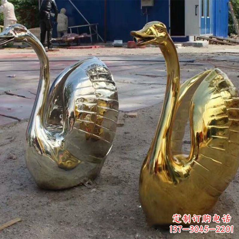 济南不锈钢天鹅雕塑精美而绚丽