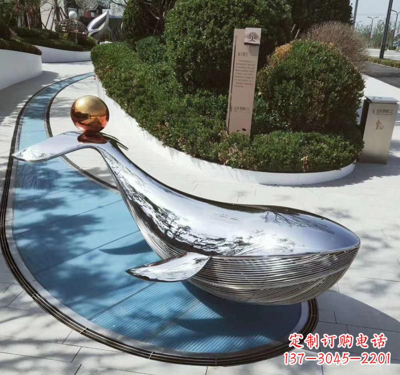 济南精美不锈钢海豚雕塑