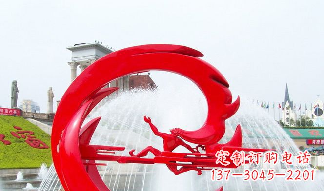 济南夸父的传奇不锈钢雕塑