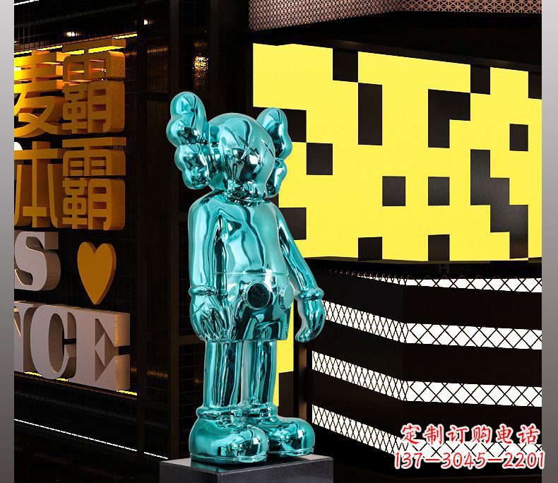 济南不锈钢蓝色机器人雕塑引领未来的艺术品