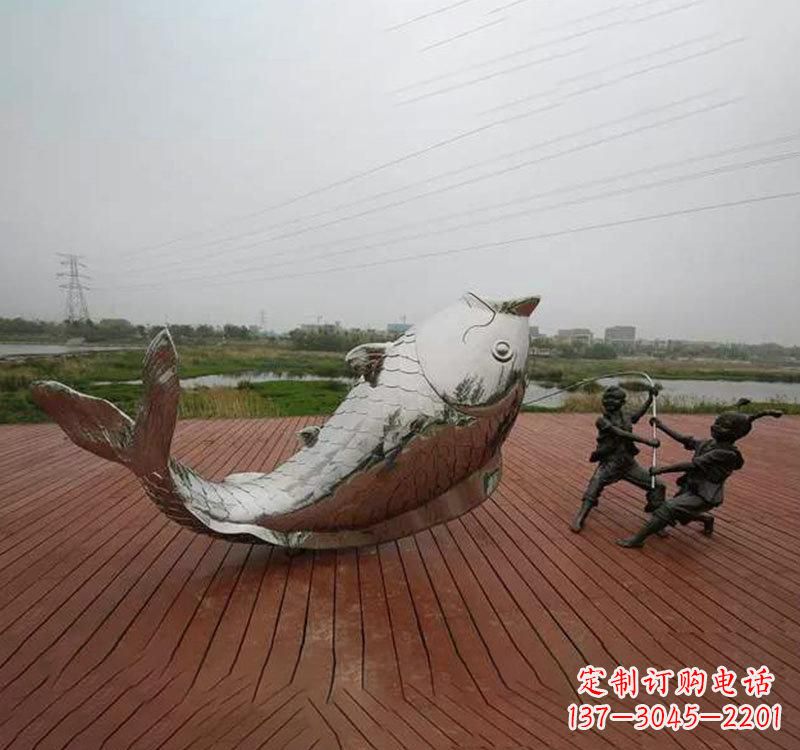 济南不锈钢鲤鱼雕塑传承中国文化