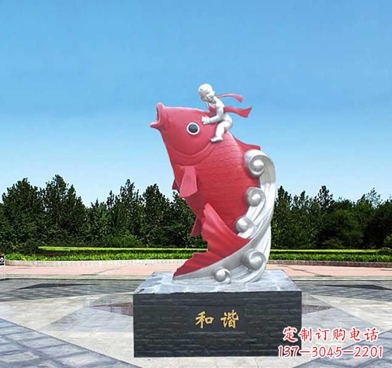 济南不锈钢鲤鱼雕塑精美绝伦