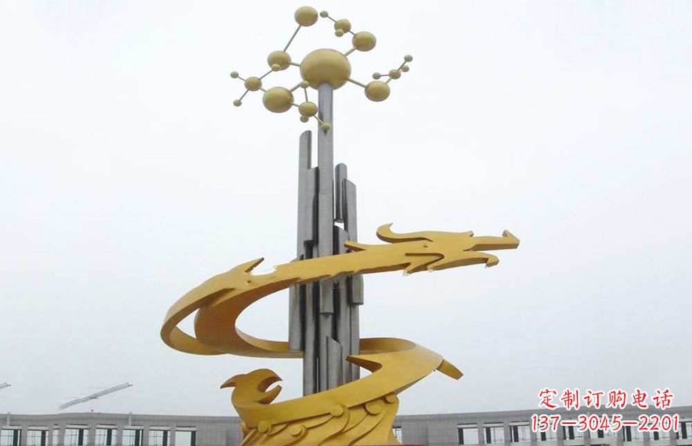 济南龙雕塑——点缀不锈钢城市景观