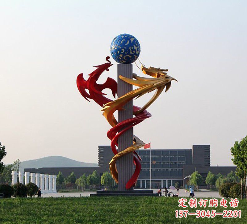 济南不锈钢龙凤雕塑神秘而又神奇