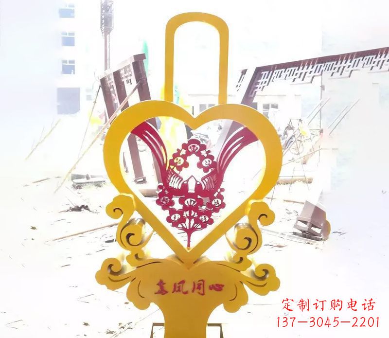 济南不锈钢龙凤同心雕塑