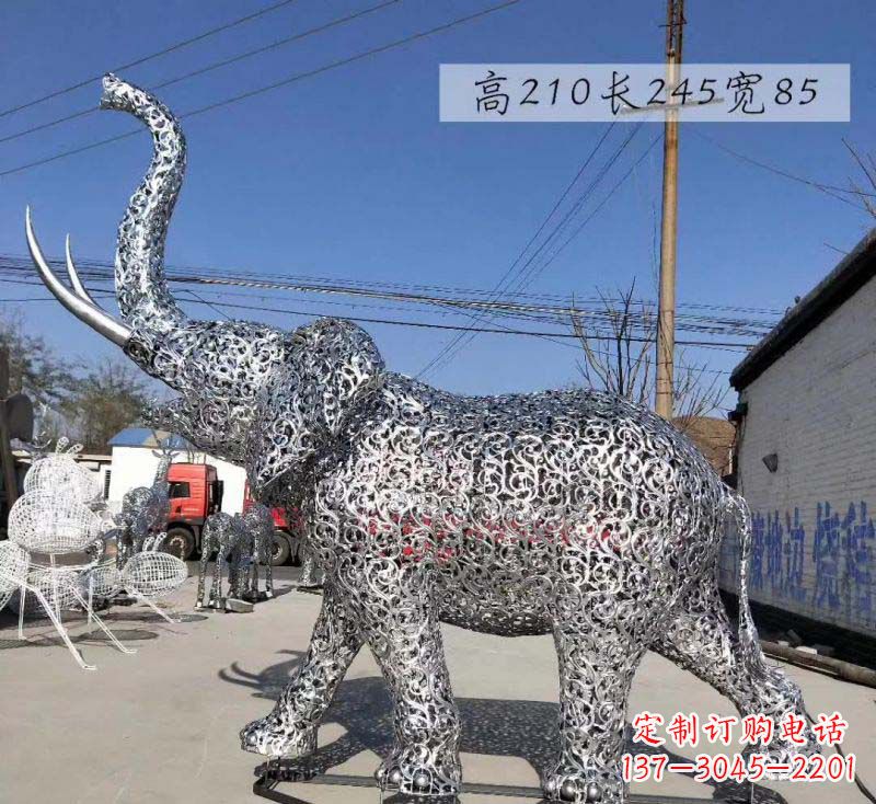 济南不锈钢镂空大象雕塑精美绝伦的艺术品