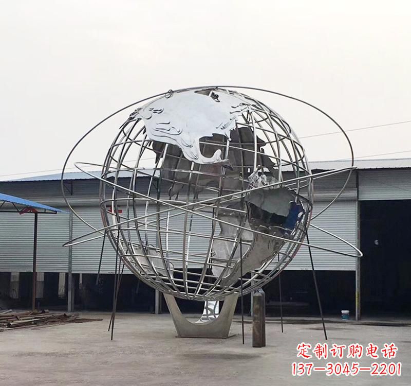 济南不锈钢制作的镂空地球雕塑