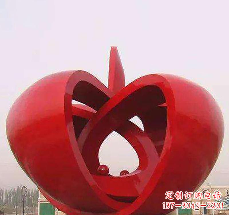 济南不锈钢镂空苹果雕塑精致美观的艺术品