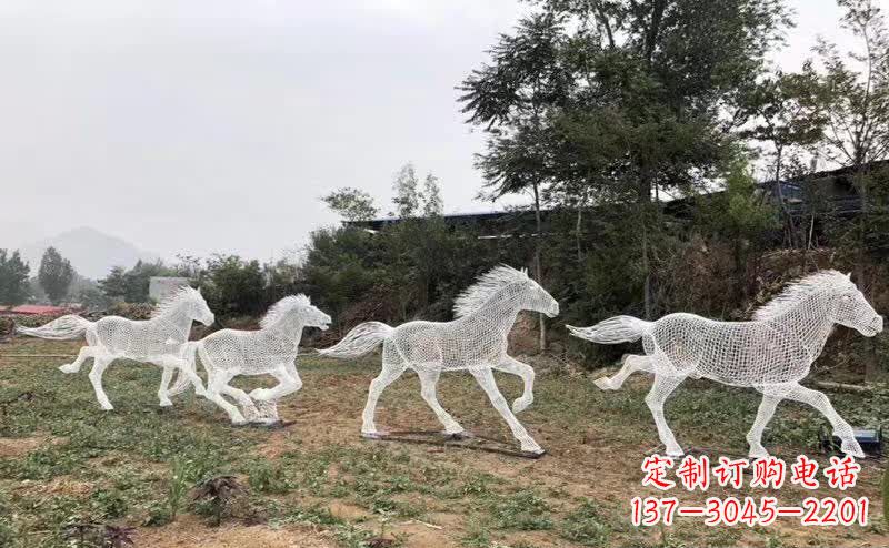 济南不锈钢镂空群马群奔跑雕塑