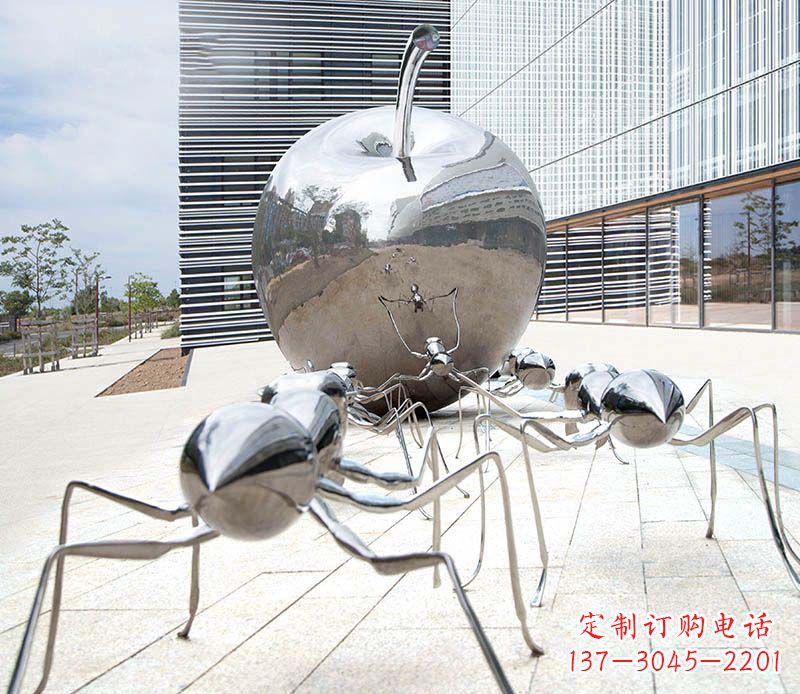 济南不锈钢蚂蚁滚苹果雕塑1