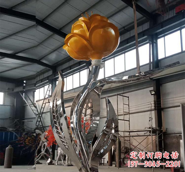 济南不锈钢玫瑰花雕塑一款非凡的艺术品