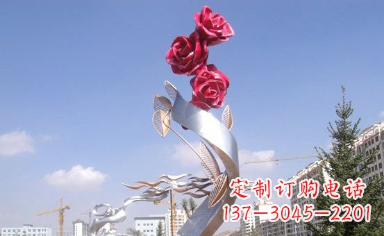 济南不锈钢玫瑰雕塑精致的艺术之美