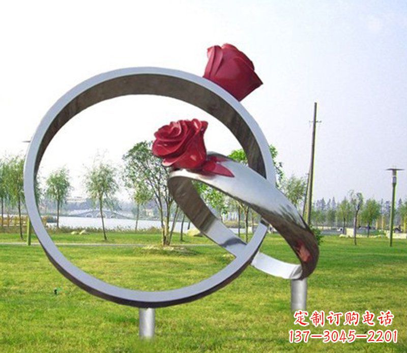 济南不锈钢玫瑰戒指雕塑