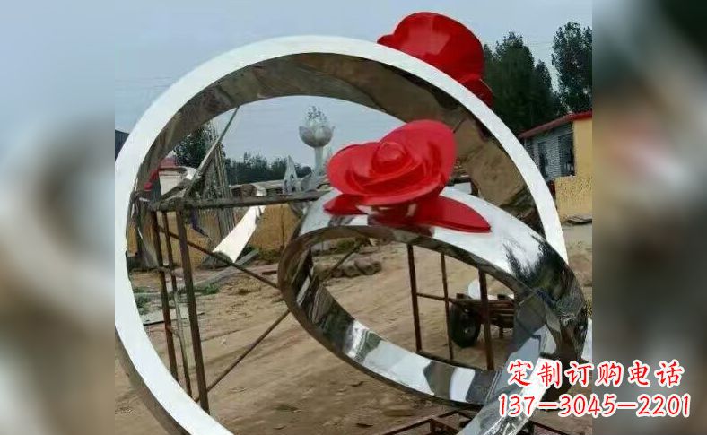 济南不锈钢玫瑰花戒指雕塑