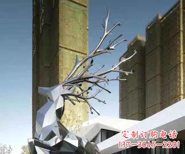 济南梅花鹿雕塑美丽的景观和动物雕塑